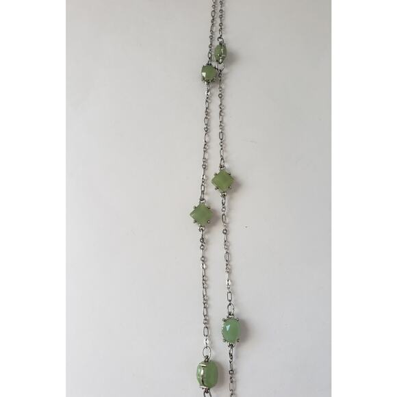 Charming Charlies Silver Toned Chain with Mint Green Stones Necklace - Picture 4 of 7